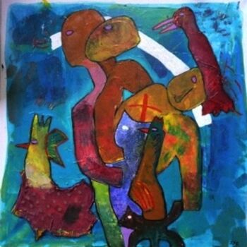 Peinture intitulée "la famille unie vers" par Jean-Jacques Corriger, Œuvre d'art originale