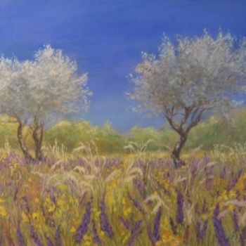 Painting titled "Provence" by Josette Francois, Original Artwork, Pastel