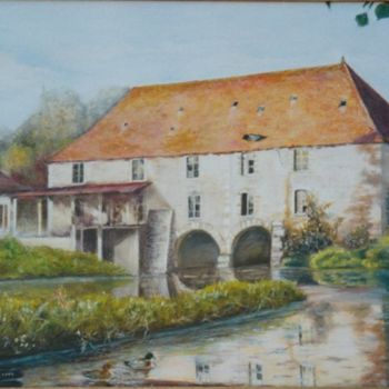 Painting titled "moulin de Vincelles" by Josette Francois, Original Artwork