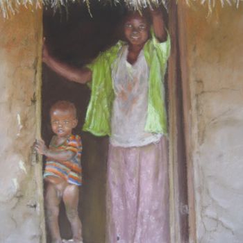 Painting titled "bienvenue en Ethiop…" by Josette Francois, Original Artwork, Pastel