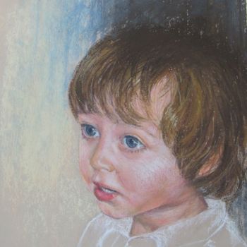 Painting titled "Eliott 2 ans" by Josette Francois, Original Artwork, Pastel