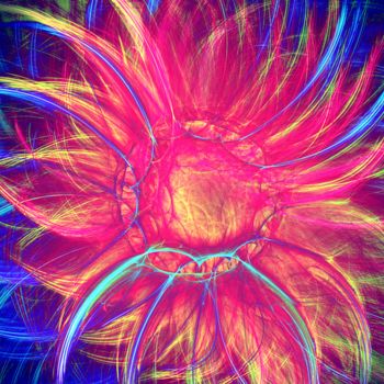 Digital Arts titled "COSMIC FLOWER 1" by Jean-Jacques Massou, Original Artwork, Digital Painting