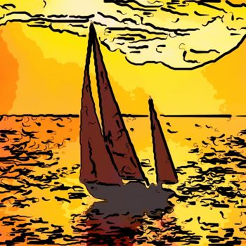 Digitale Kunst getiteld "Full Sails" door Jack Cash Jr, Origineel Kunstwerk