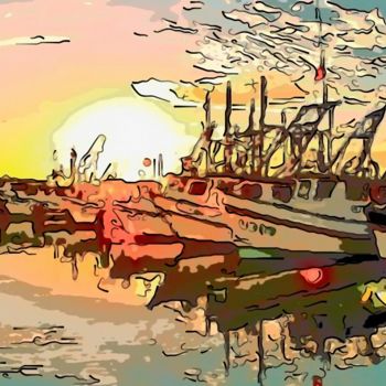 数字艺术 标题为“Boat Dock” 由Jack Cash Jr, 原创艺术品