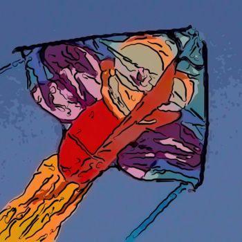 Digitale Kunst getiteld "Kite Flying" door Jack Cash Jr, Origineel Kunstwerk