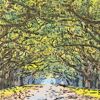 Artes digitais intitulada "Tree Covered Lane" por Jack Cash Jr, Obras de arte originais