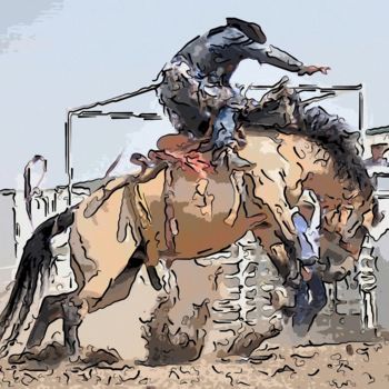 Arte digital titulada "Bucking Bronco" por Jack Cash Jr, Obra de arte original
