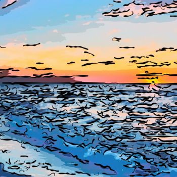 Artes digitais intitulada "The Ocean At Twilig…" por Jack Cash Jr, Obras de arte originais