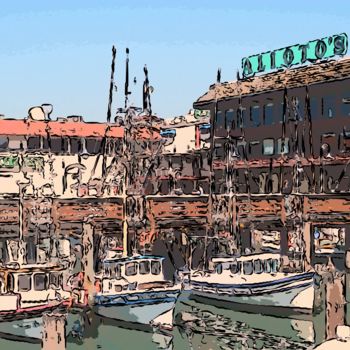 Artes digitais intitulada "Boat Dock" por Jack Cash Jr, Obras de arte originais