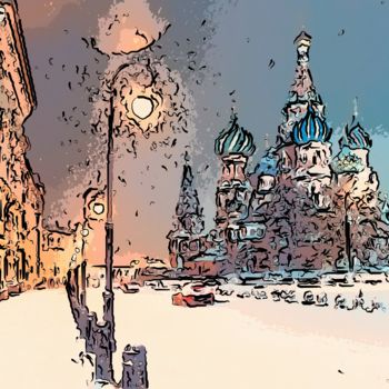 Arte digital titulada "Snowy Street" por Jack Cash Jr, Obra de arte original