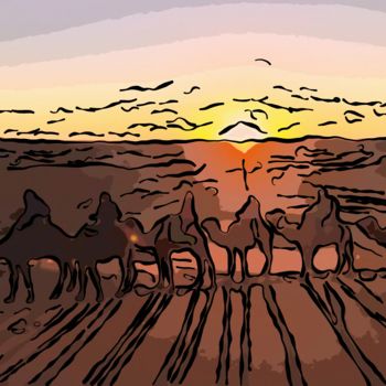 Arts numériques intitulée "Desert Caravan" par Jack Cash Jr, Œuvre d'art originale