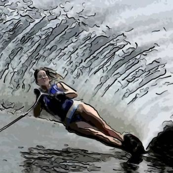 Digitale Kunst mit dem Titel "Water Skiing" von Jack Cash Jr, Original-Kunstwerk