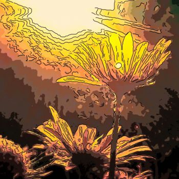Digitale Kunst mit dem Titel "Sunflowers" von Jack Cash Jr, Original-Kunstwerk
