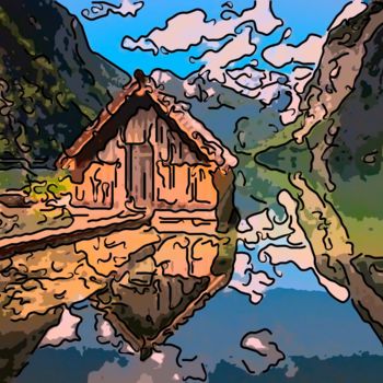 Arte digitale intitolato "Fishing Cabin In Th…" da Jack Cash Jr, Opera d'arte originale