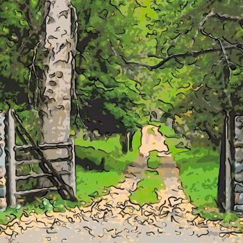 Arte digitale intitolato "Gate In The Woods" da Jack Cash Jr, Opera d'arte originale
