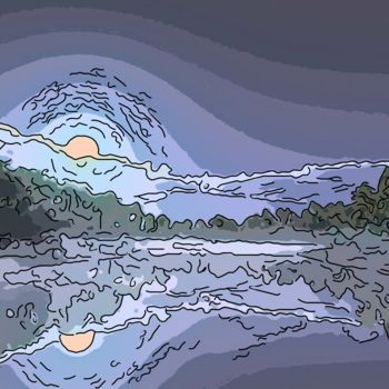 Digitale Kunst getiteld "Moonlight Reflection" door Jack Cash Jr, Origineel Kunstwerk, Digitaal Schilderwerk