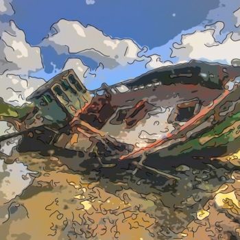 Digitale Kunst mit dem Titel "Wrecht Ship" von Jack Cash Jr, Original-Kunstwerk