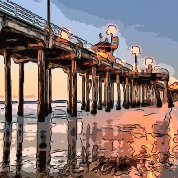 Arte digitale intitolato "Fishing Pier 2" da Jack Cash Jr, Opera d'arte originale