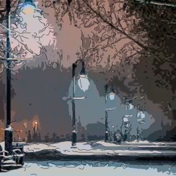 Arte digitale intitolato "Snowy Park Trail" da Jack Cash Jr, Opera d'arte originale