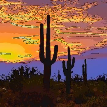 Digital Arts titled "The Desert At Sunset" by Jack Cash Jr, Original Artwork
