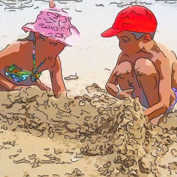 Arte digitale intitolato "Fun At The Beach" da Jack Cash Jr, Opera d'arte originale