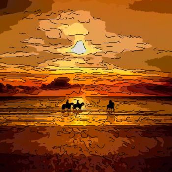 Digital Arts titled "Riders At Sunset" by Jack Cash Jr, Original Artwork