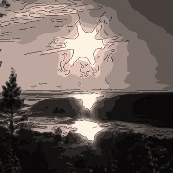 Digitale Kunst getiteld "Moonlight On The Bay" door Jack Cash Jr, Origineel Kunstwerk