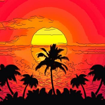 "Palm Trees At Sunset" başlıklı Dijital Sanat Jack Cash Jr tarafından, Orijinal sanat