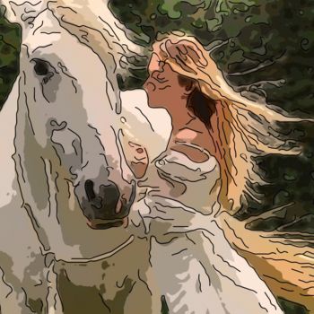 Digitale Kunst mit dem Titel "White Horse" von Jack Cash Jr, Original-Kunstwerk
