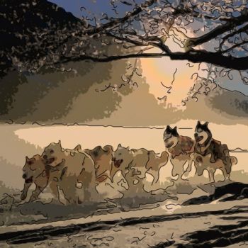 Digital Arts με τίτλο "Dog Sled Race" από Jack Cash Jr, Αυθεντικά έργα τέχνης