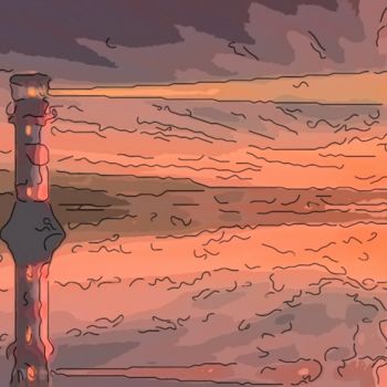 Digitale Kunst getiteld "Lighthouse At Dawn" door Jack Cash Jr, Origineel Kunstwerk