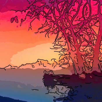 Arte digitale intitolato "Red Sunset" da Jack Cash Jr, Opera d'arte originale