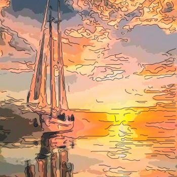 Arte digital titulada "Early Morning Sail" por Jack Cash Jr, Obra de arte original