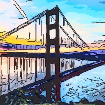 Digital Arts titled "Golden Gate Sunrise" by Jack Cash Jr, Original Artwork
