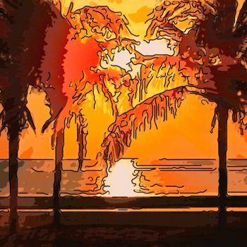 Digital Arts titled "Back Porch Sunset" by Jack Cash Jr, Original Artwork, Digital Painting
