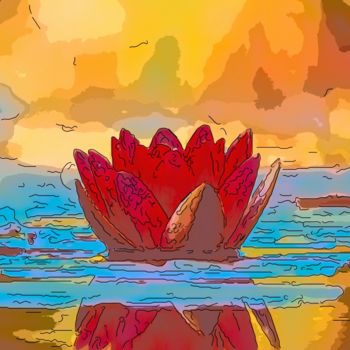 Цифровое искусство под названием "Water Lilly" - Jack Cash Jr, Подлинное произведение искусства, Цифровая живопись