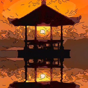 Digitale Kunst mit dem Titel "Pagoda" von Jack Cash Jr, Original-Kunstwerk, Digitale Malerei