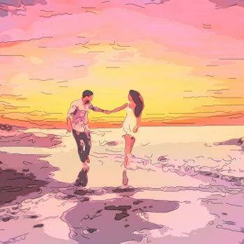 数字艺术 标题为“A Walk On The Beach” 由Jack Cash Jr, 原创艺术品, 数字油画