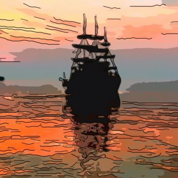 Arts numériques intitulée "Setting Sail" par Jack Cash Jr, Œuvre d'art originale, Peinture numérique