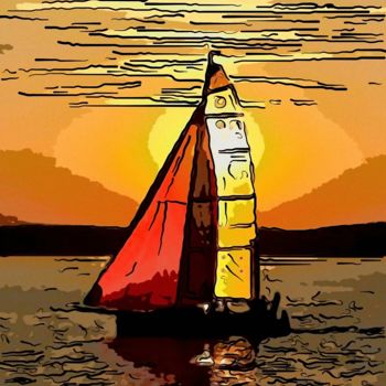 数字艺术 标题为“Sailing Away 2” 由Jack Cash Jr, 原创艺术品, 数字油画