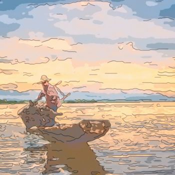 Arts numériques intitulée "Fishing The Back Ba…" par Jack Cash Jr, Œuvre d'art originale, Peinture numérique