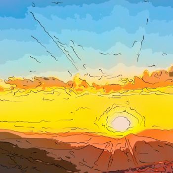 Grafika cyfrowa / sztuka generowana cyfrowo zatytułowany „Sunburst 3” autorstwa Jack Cash Jr, Oryginalna praca, Malarstwo cy…