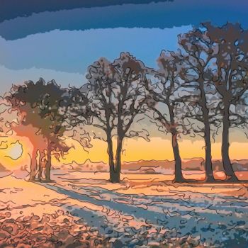 Цифровое искусство под названием "The Sun In Winter" - Jack Cash Jr, Подлинное произведение искусства, Цифровая живопись