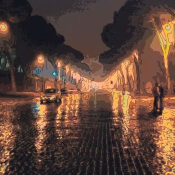 Digital Arts titled "City Lights 3" by Jack Cash Jr, Original Artwork, Digital Painting
