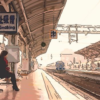 Arte digital titulada "The Last Train Out" por Jack Cash Jr, Obra de arte original, Pintura Digital