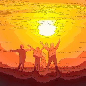 「Here Comes The Sun…」というタイトルのデジタルアーツ Jack Cash Jrによって, オリジナルのアートワーク, デジタル絵画