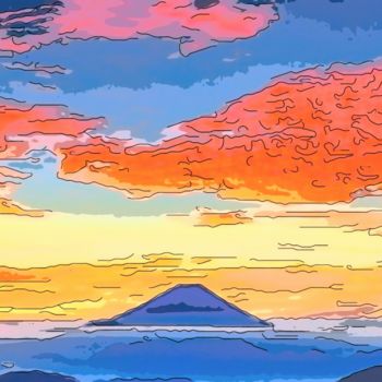 Grafika cyfrowa / sztuka generowana cyfrowo zatytułowany „Mount Fuji 2” autorstwa Jack Cash Jr, Oryginalna praca, Malarstwo…