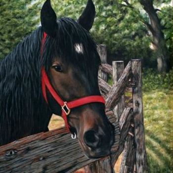 Painting titled "Mon ami le cheval" by Johanne K Dauphinais, Original Artwork