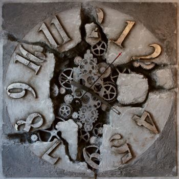 Sculptuur getiteld "The Clock XXVIII, J…" door Jaroslaw Kukowski, Origineel Kunstwerk, Cement