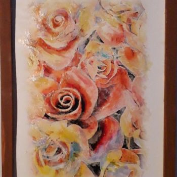 Painting titled "ROSES" by Jean Louis Biaujeaud, Original Artwork, Oil